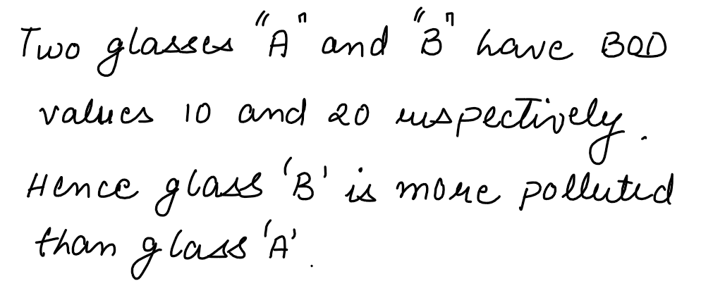 Water filled in two glasses A and B have BOD values of 10 and 20, respectively. The correct statement regarding them is
