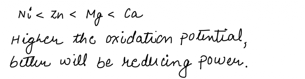 Consider the following reduction processes The reducing power of the metals increases in order JEE Main 2019 question paper with solutions