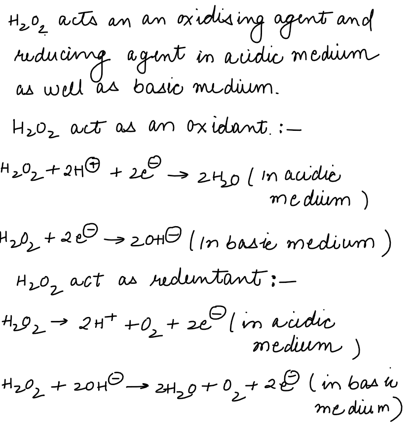 The chemical nature of hydrogen peroxide is JEE Main 2019 question paper with solutions