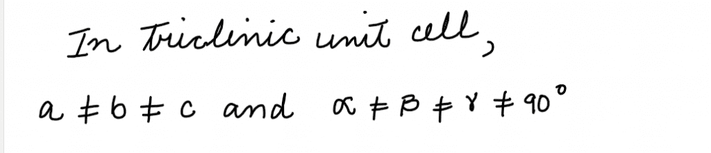 Which premitive unit cell has unequal edge lengths (a ≠ b ≠ c ≠) and all axial angles different from 90 JEE Main 2019 question paper with solutions