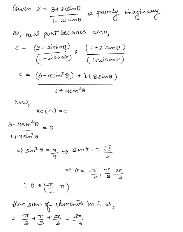 Then the sum of the elements in A is