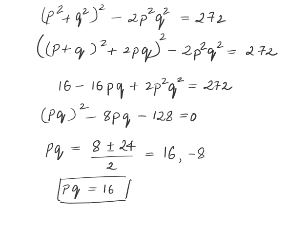 There are two positive number p and q such that p+q=2 and p4+q4=272. Find the quadratic equation whose roots are p and q JEE Mains 2021 solved question paper