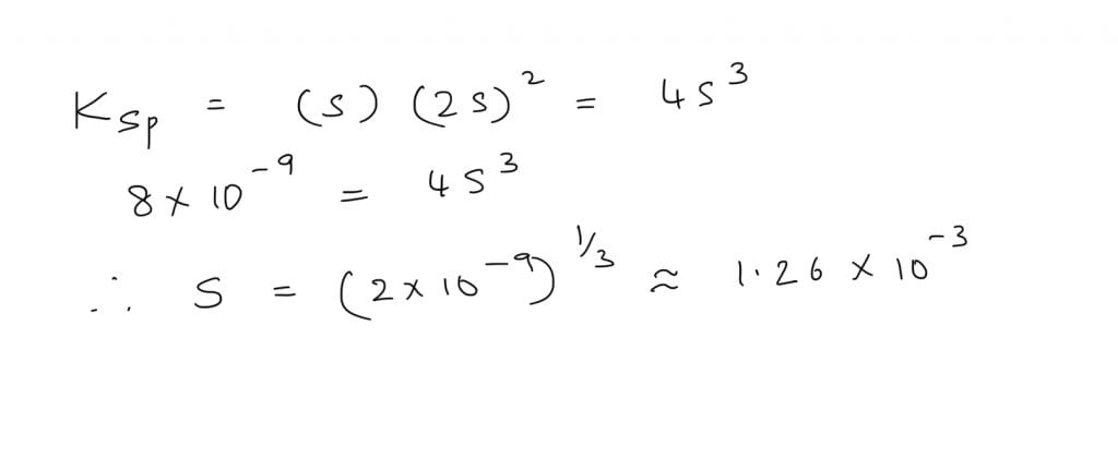 Concentration of Pbl2 is given as = 0.1 M ;Ksp = 8 x 10-9. Find solubility of Pb+2