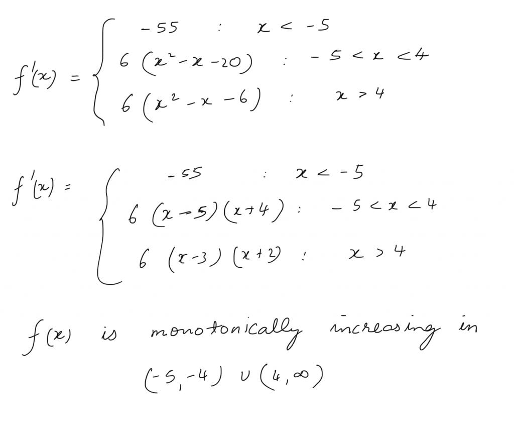 Then interval in which f(x) is monotonically increasing is JEE Main 2021 solved question paper