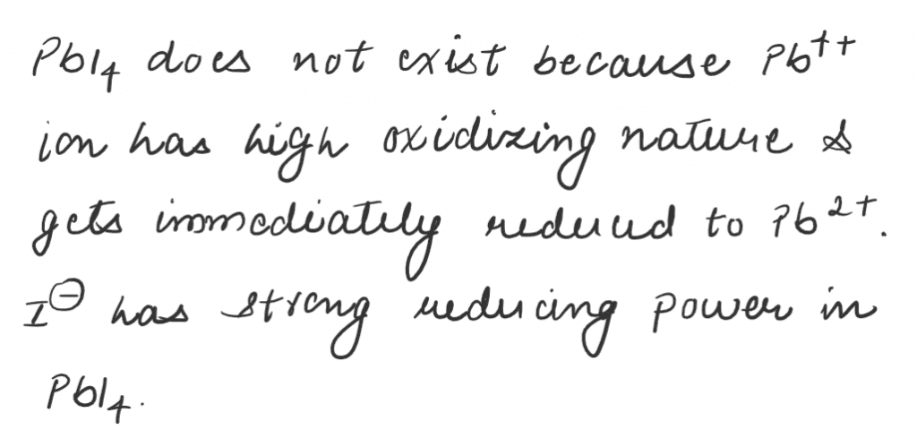 The non-existence of PbI4 is due to its