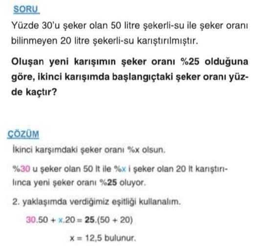 karışım yüzdesi nasıl hesaplanır