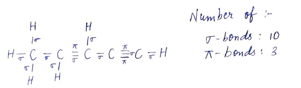 The number of sigma (σ) and pi (π) bonds in pent-2-en-4-yne is