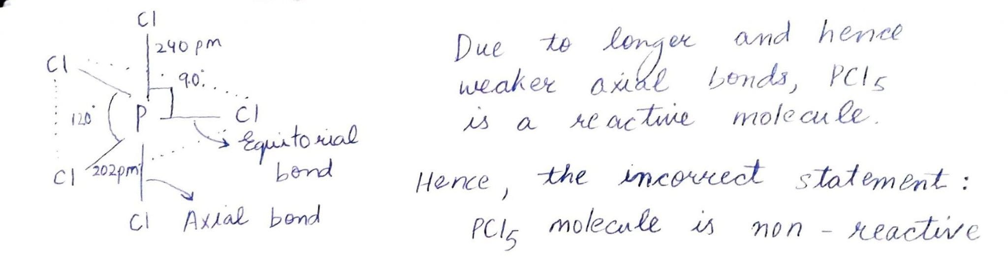 Identify the incorrect statement related to PCl5 from the following