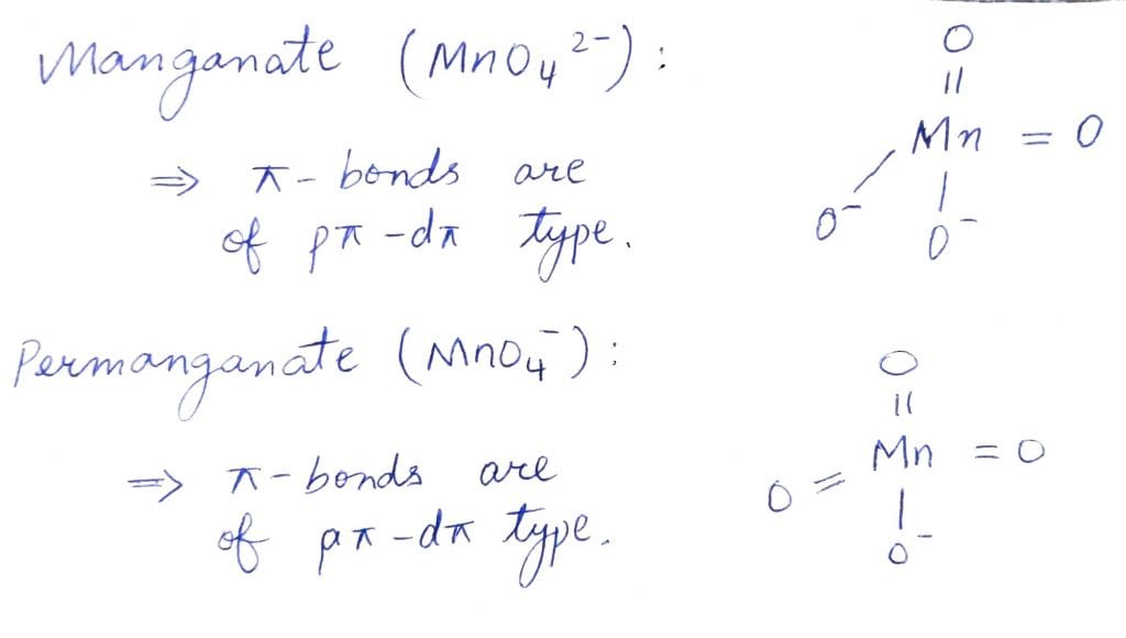 The manganate and permanganate ions are tetrahedral, due to