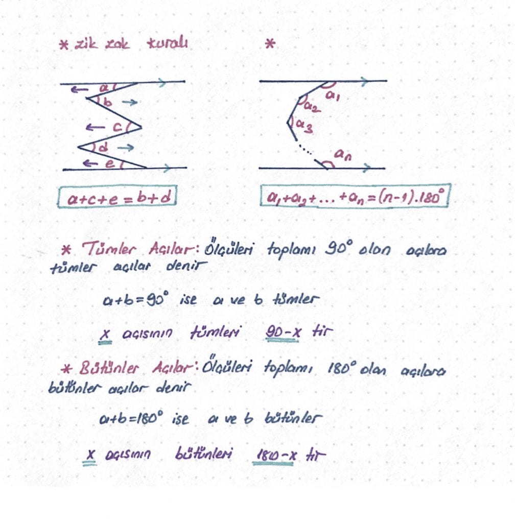 tümler açılar
bütünler açılar