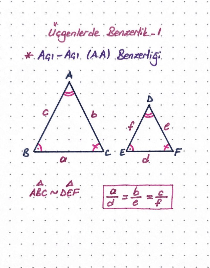 açı açı benzerliği