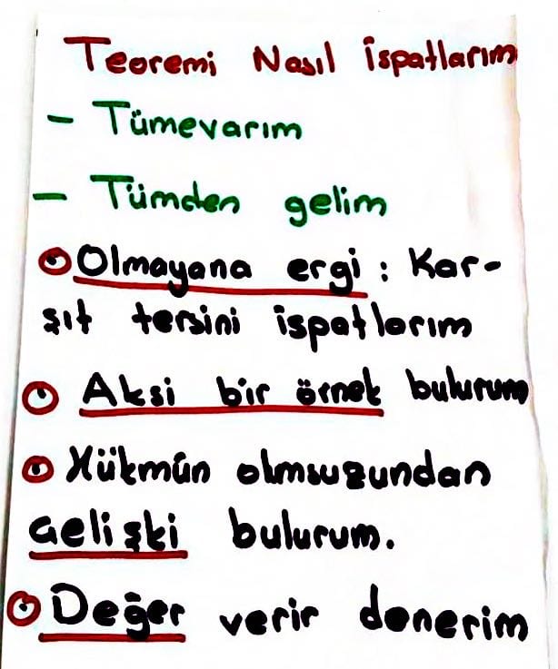 ispat teorem nasıl isptlanır tümevarım tümdengelim mantık nedir