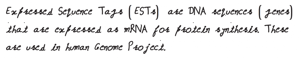 NEET 2019 question paper Expressed Sequence Tags (ESTs) refers to