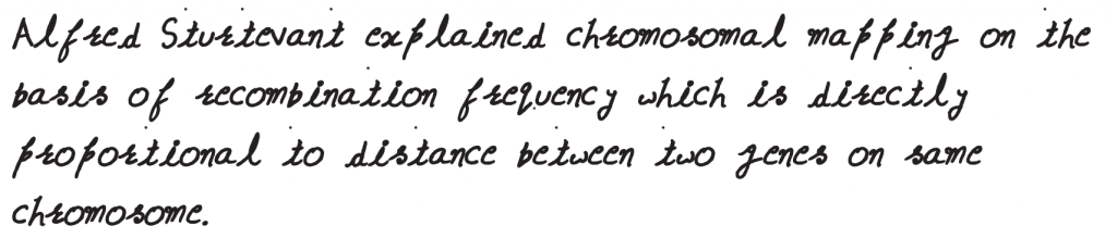 The frequency of recombination between gene pairs on the same chromosome as a measure of the distance between genes was explained by