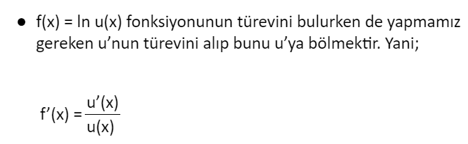 logaritmik fonksiyonların türevi